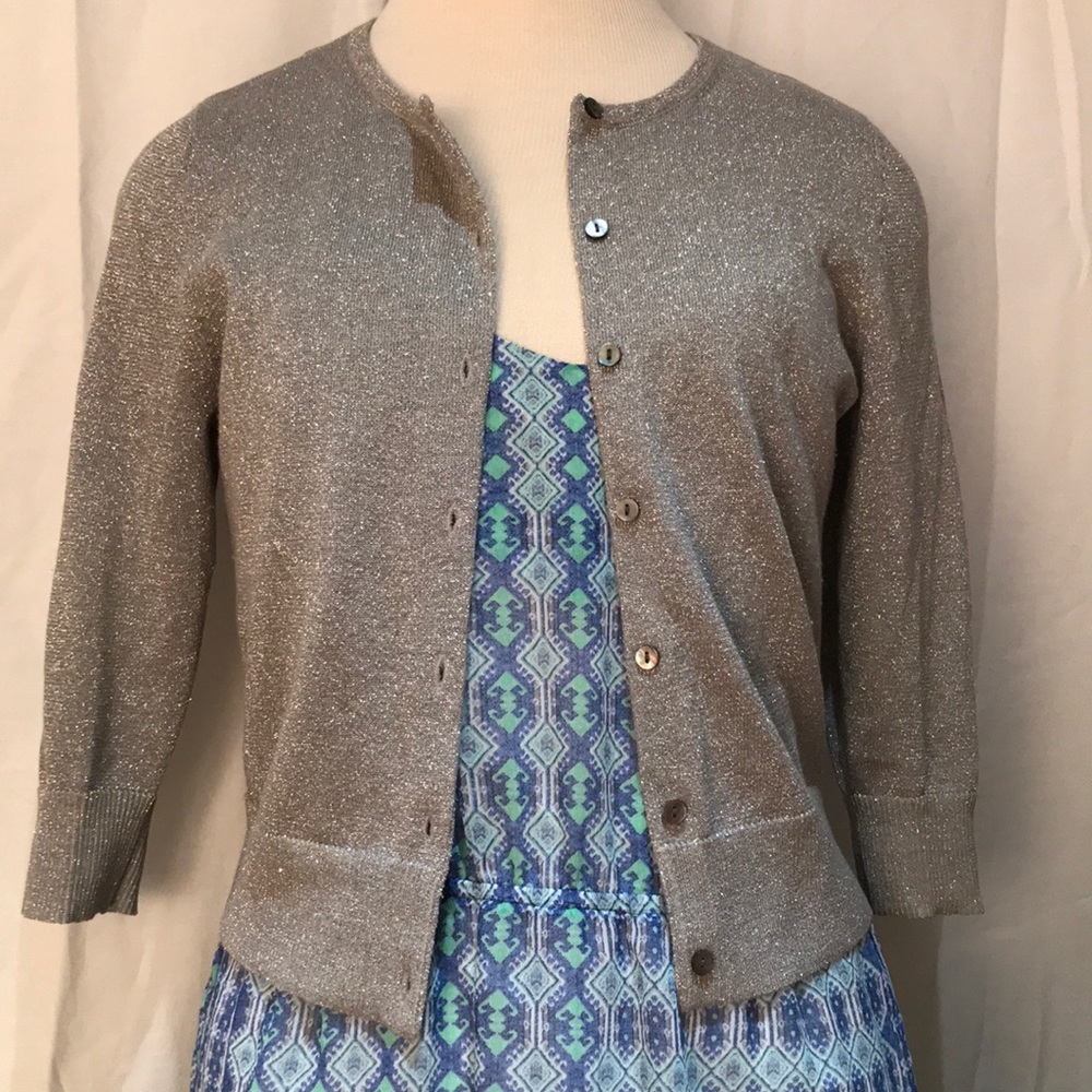 White & Warren Silver Sparkly Cardigan